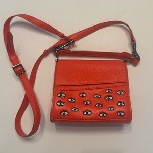 Min & Mon Eye-Patterned Red Crossbody Bag